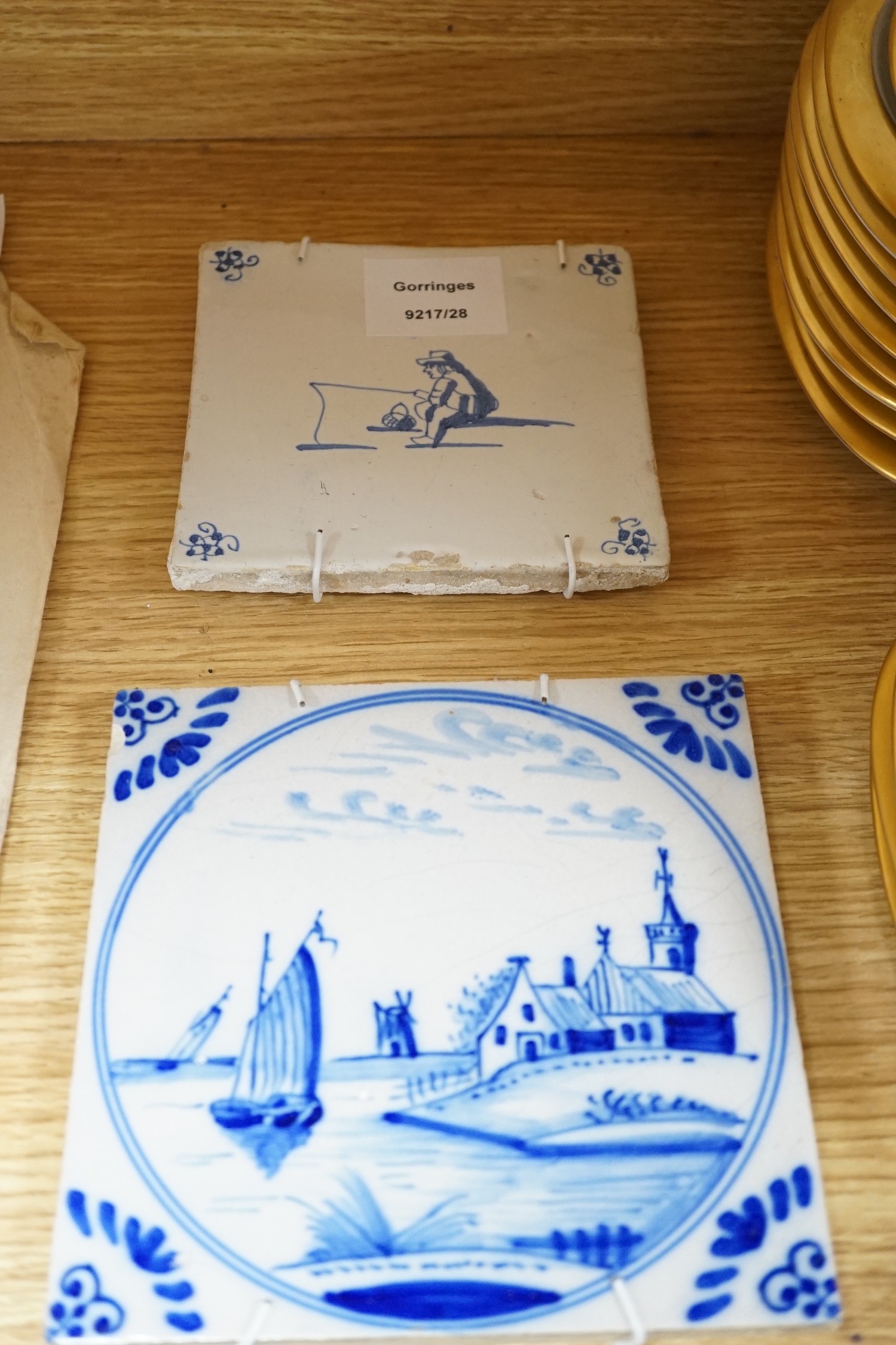 A collection of Delft and other blue and white tiles, 18th century and later (4)